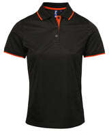 Women's contrast Coolchecker® polo — Black/Orange