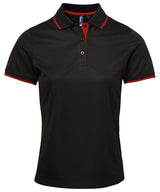 Women's contrast Coolchecker® polo — Black/Red