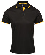 Women's contrast Coolchecker® polo — Black/Sunflower