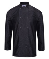 Denim chef's jacket — Black Denim