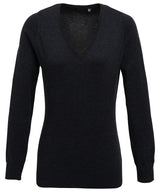 Women's v-neck knitted sweater — Charcoal
