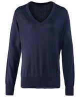 Women's v-neck knitted sweater — Navy
