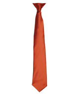 'Colours' satin clip tie — Chestnut