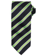 Waffle stripe tie — Black/Lime