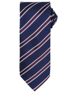 Waffle stripe tie — Navy/Aubergine