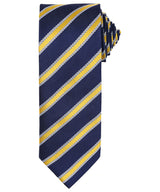 Waffle stripe tie — Navy/Gold