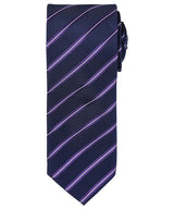 Sports stripe tie — Navy/Purple
