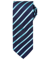 Sports stripe tie — Navy/Turquoise
