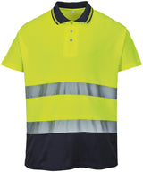 Two-tone cotton Comfort polo (S174) — Yellow/Navy
