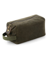 Heritage waxed canvas wash bag — Olive Green