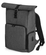 Q-Tech charge roll-top backpack — Granite Marl