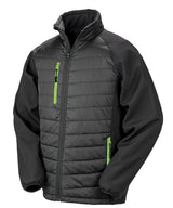 Compass padded softshell jacket — Black/Lime