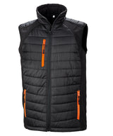 Compass padded softshell gilet — Black/Orange