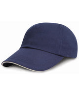 Junior low-profile heavy brushed cotton cap with sandwich peak — Navy/White