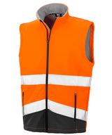 Printable safety softshell gilet — Fluorescent Orange/Black