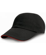 Heavy cotton drill pro-style with sandwich peak — Black/Red