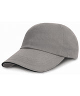 Low-profile heavy brushed cotton cap with sandwich peak — Grey/Black