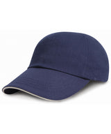 Low-profile heavy brushed cotton cap with sandwich peak — Navy/White