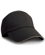 Herringbone cap with sandwich peak — Black/Tan