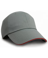 Herringbone cap with sandwich peak — Grey/Red