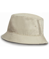 Deluxe washed cotton bucket hat with side mesh panels — Natural