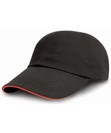 Brushed coton printers/embroiderers cap with sandwich peak — Black/Red