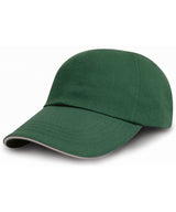 Brushed coton printers/embroiderers cap with sandwich peak — Forest/Putty