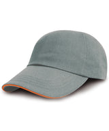 Brushed coton printers/embroiderers cap with sandwich peak — Heather/Amber