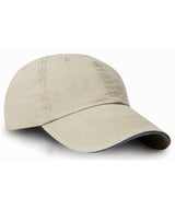 Washed fine line cotton cap with sandwich peak — Putty/Navy