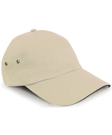 Printers plush cotton 5-panel cap — Putty/Navy