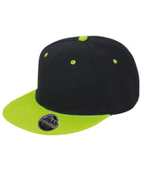 Bronx original flat peak snapback dual colour cap — Black/Lime