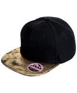 Bronx glitter flat peak snapback cap — Black/Gold