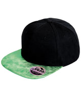 Bronx glitter flat peak snapback cap — Black/Green