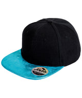 Bronx glitter flat peak snapback cap — Black/Turquoise