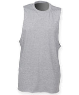 High neck slash armhole vest — Heather Grey