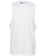 High neck slash armhole vest — White