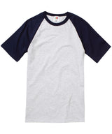 Short sleeve baseball T — Heather Grey/Deep Navy