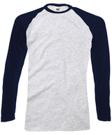 Long sleeve baseball T — Heather Grey/Deep Navy