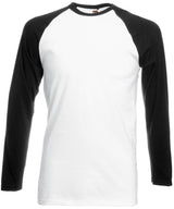Long sleeve baseball T — White/Black*