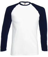Long sleeve baseball T — White/Deep Navy*