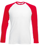 Long sleeve baseball T — White/Red*