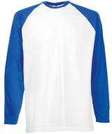 Long sleeve baseball T — White/Royal Blue*