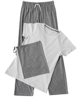 Women's long pant pyjama set (in a bag) — White/Heather Grey