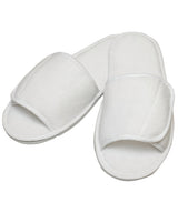 Open-toe slippers with hook and loop strap — White