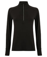 Women's long-sleeved ¼ zip top — Black