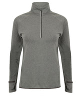 Women's long-sleeved ¼ zip top — Grey Marl