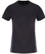 Women's TriDri® contrast panel performance t-shirt — Charcoal/Black Melange