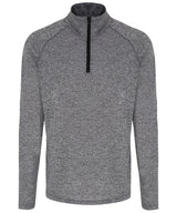 Men's TriDri® long sleeve performance ¼ zip top — Black Melange/Black