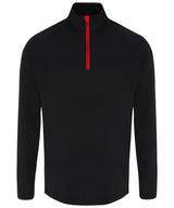 Men's TriDri® long sleeve performance ¼ zip top — Black/Red