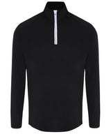 Men's TriDri® long sleeve performance ¼ zip top — Black/White